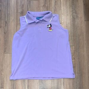 Y2K Disney Mickey Embroidered Collard Purple Tank | Medium